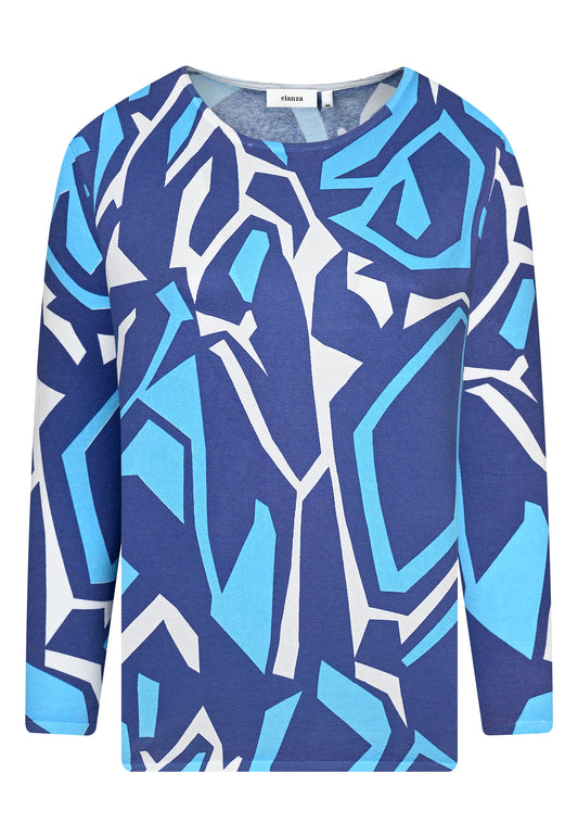 E24186 Sweaterprint - 10/blauw-wit